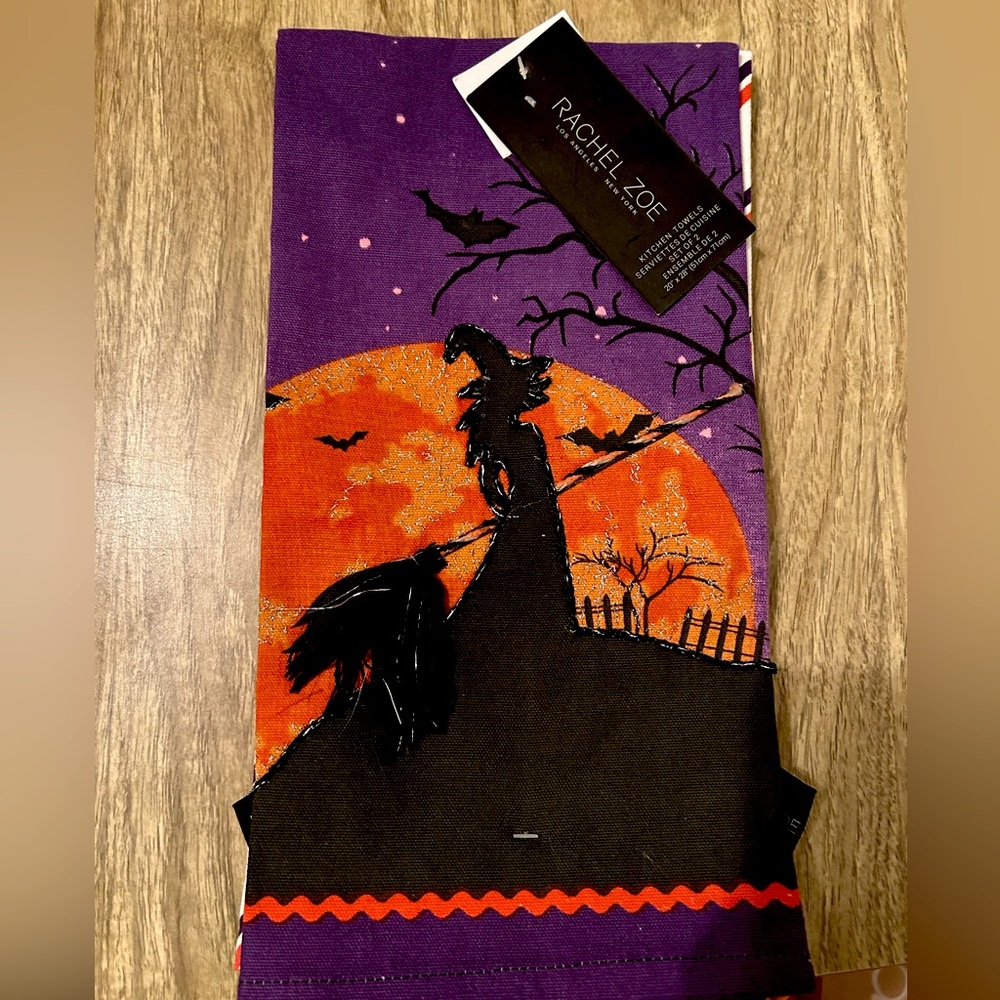 Rachel Zoe Halloween set of 2 dish towels NWT
